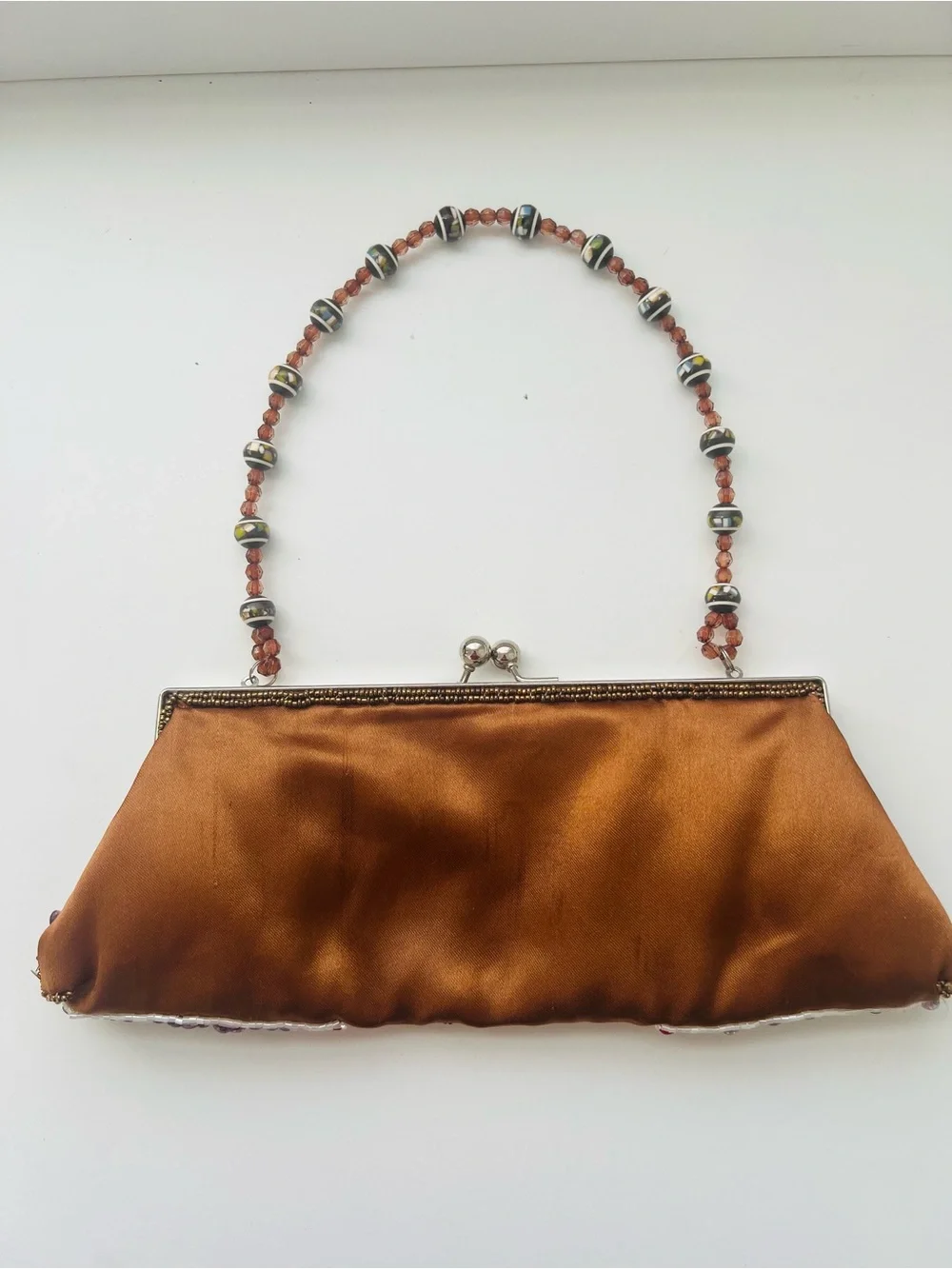Vintage Chateau Satin Beaded Bag